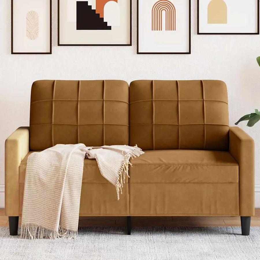 Canapé à 2 places Marron 120 cm Velours