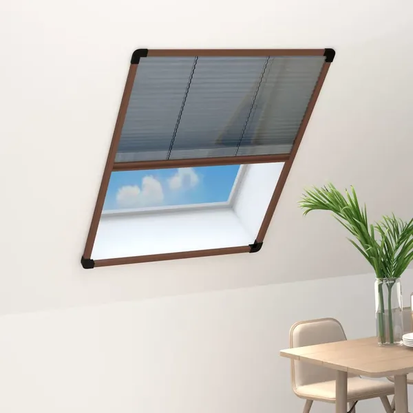 Moustiquaire plissée pour fenêtre Aluminium Marron 80x120 cm