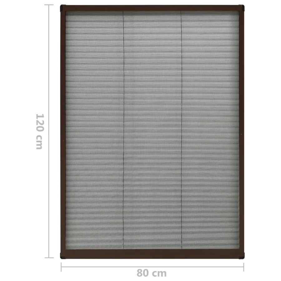 Moustiquaire plissée pour fenêtre Aluminium Marron 80x120 cm - 7