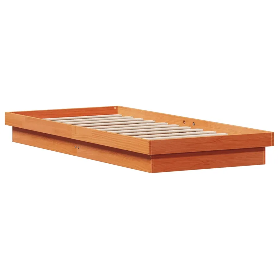 Cadre de lit à LED sans matelas 75x190 cm bois massif - 5