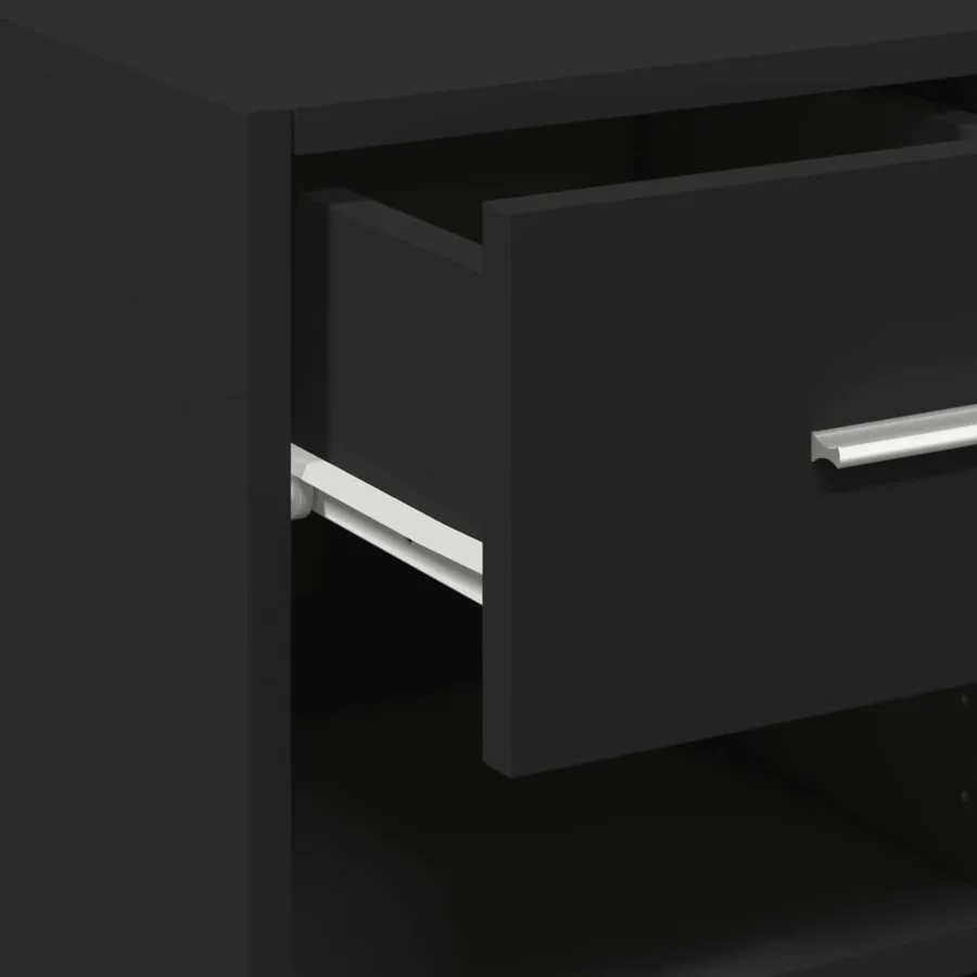 Buffet noir 30x42,5x93 cm bois d'ingénierie - 8
