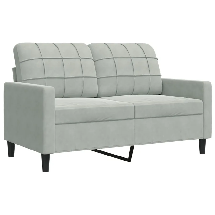 Canapé à 2 places Gris clair 120 cm Velours - 2