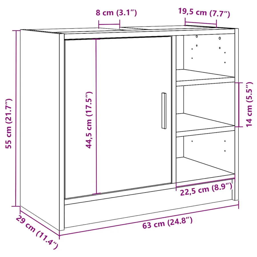 Armoire de lavabo blanc 63x29x55 cm bois d'ingénierie - 12