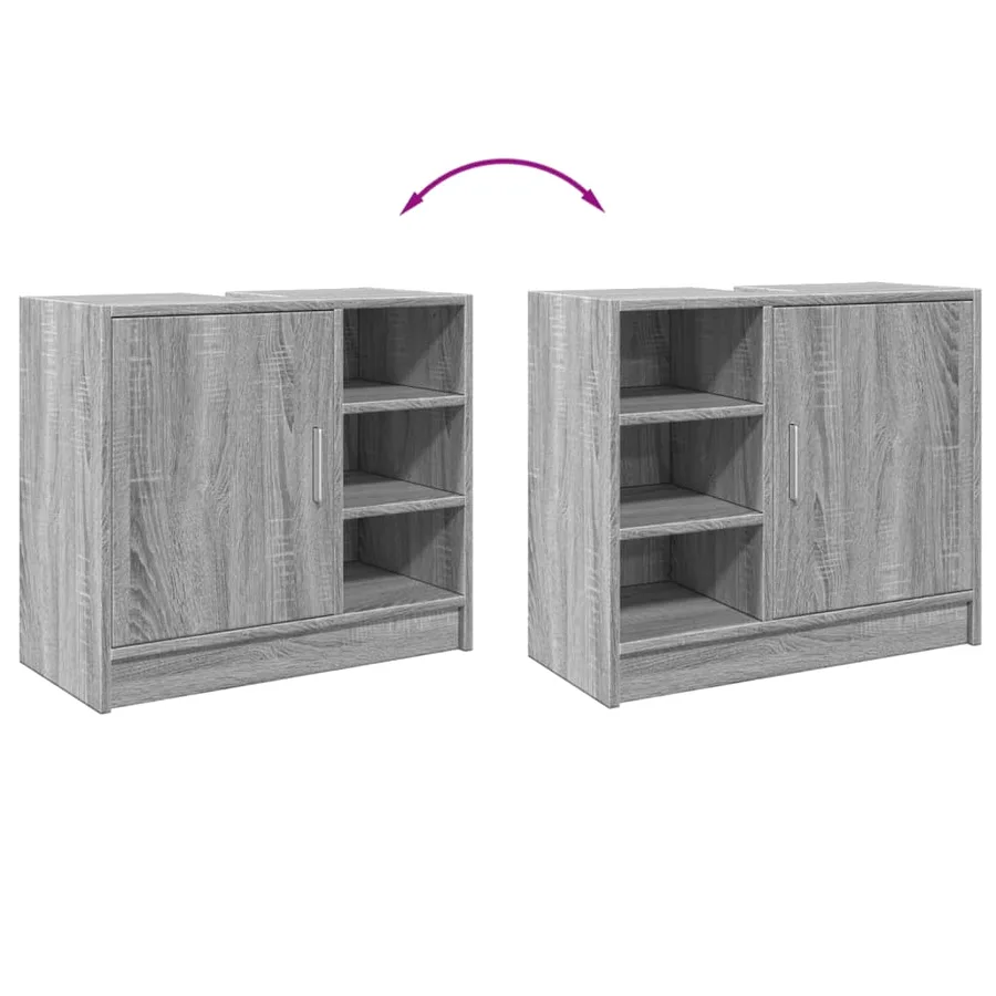 Armoire d'évier sonoma gris 63x29x55 cm bois d'ingénierie - 8