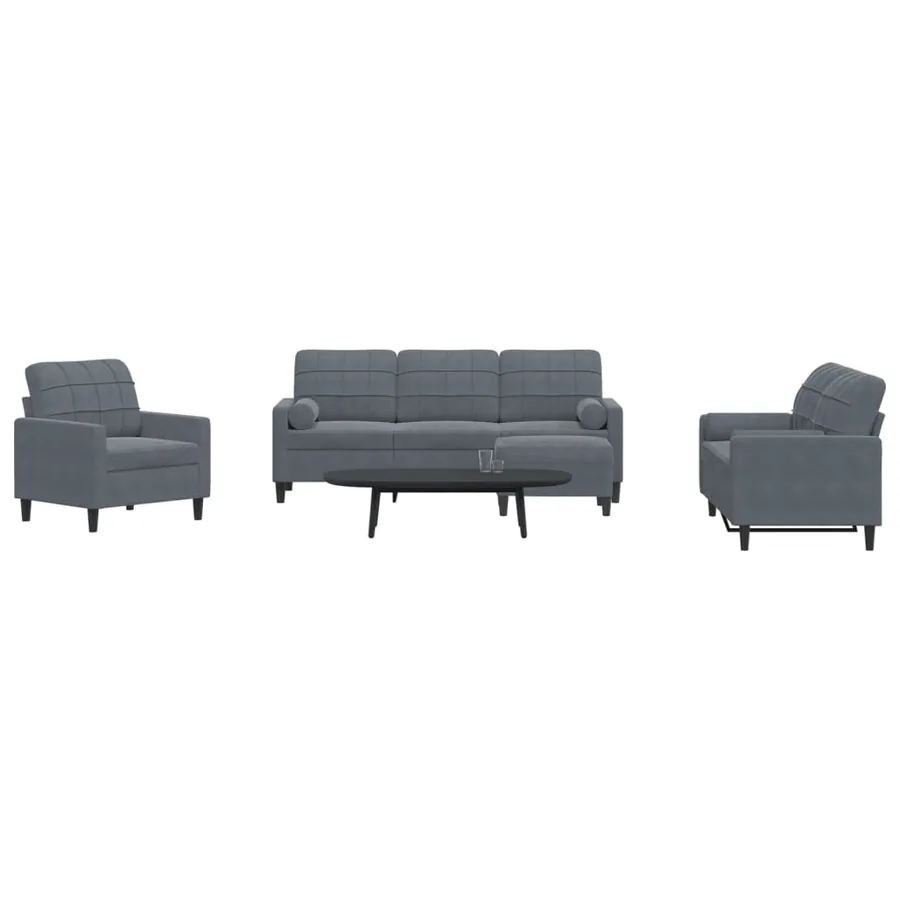 Ensemble de canapés 4 pcs avec coussins et traversins velours
