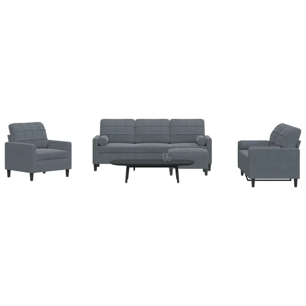 Ensemble de canapés 4 pcs avec coussins et traversins velours