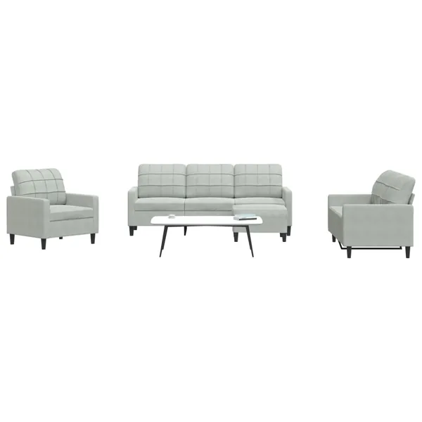 Ensemble de canapés 4 pcs avec coussins Gris clair Velours