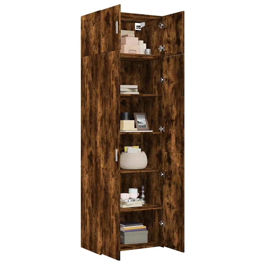 Armoire de rangement chêne fumé 70x42,5x225cm bois d'ingénierie - 3