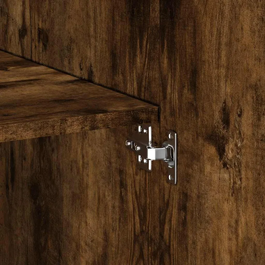 Armoire de rangement chêne fumé 70x42,5x225cm bois d'ingénierie - 9