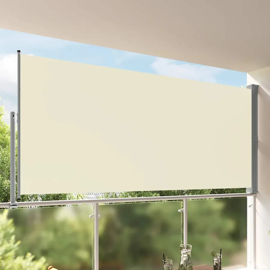 Auvent latéral rétractable de patio 160 x 300 cm Blanc cassé