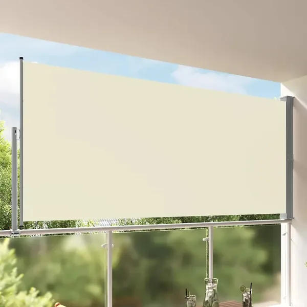 Retractable patio side awning 160 x 300 cm Off-white