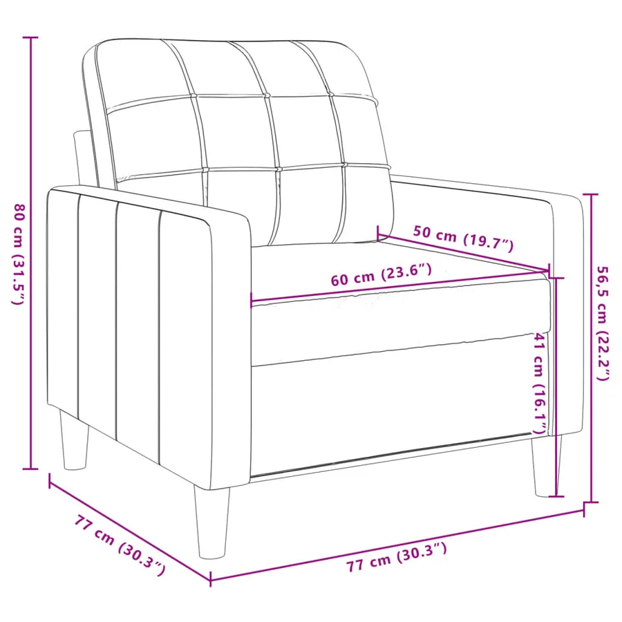 Fauteuil Noir 60 cm Velours - 8