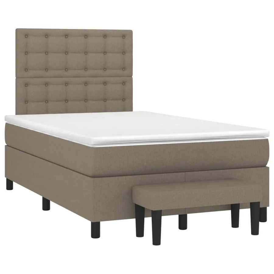 Sommier à lattes de lit avec matelas taupe 120x190 cm tissu - 2