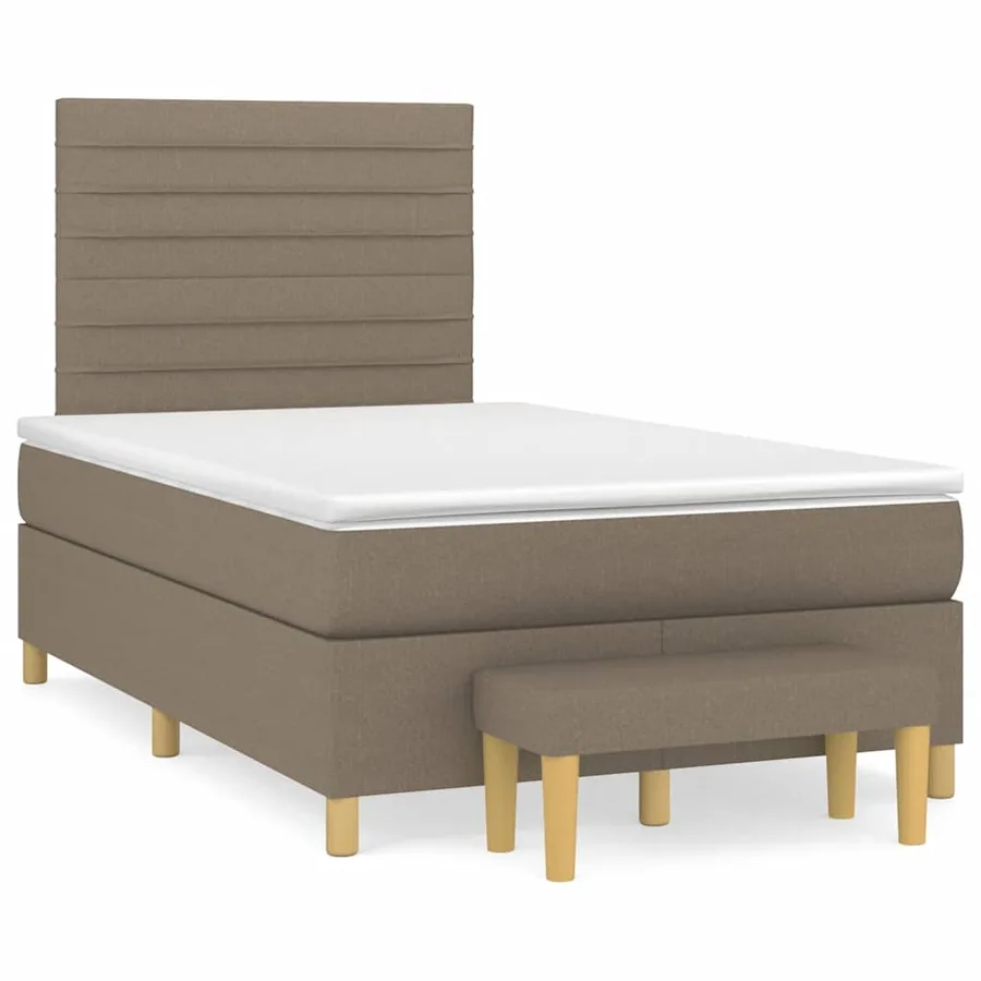 Sommier à lattes de lit avec matelas taupe 120x190 cm tissu - 2