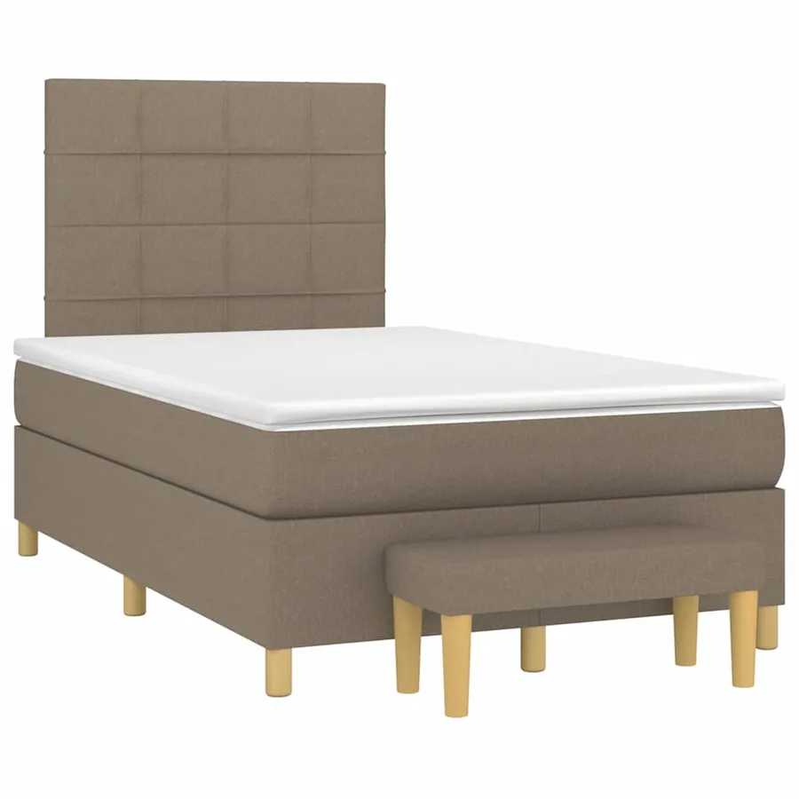 Sommier à lattes de lit avec matelas taupe 120x190 cm tissu - 2