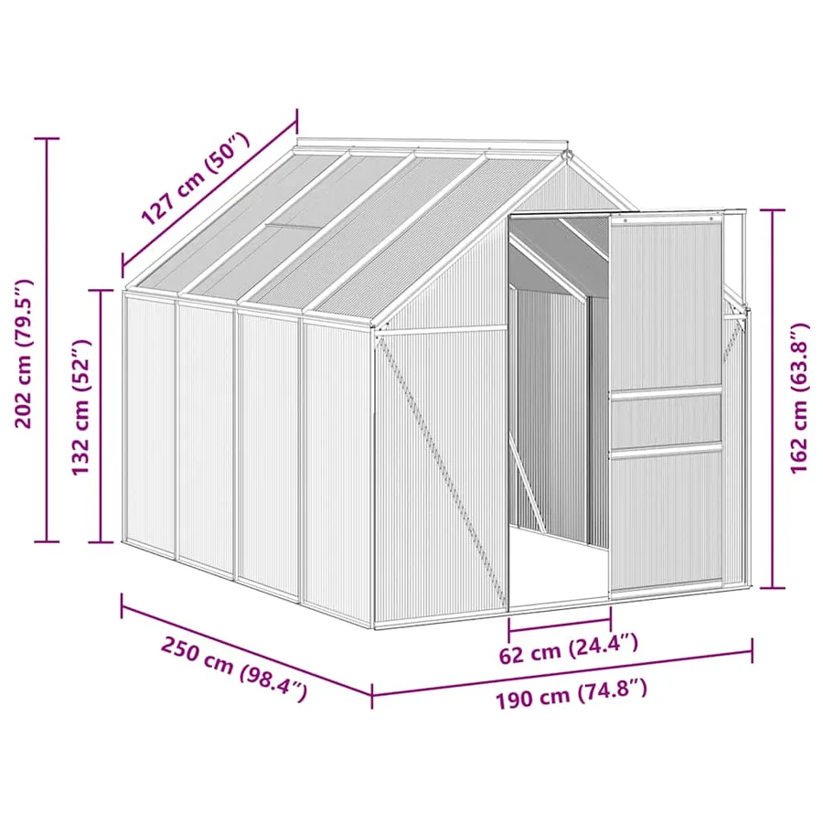 Greenhouse with base frame Anthracite Aluminium 4.75 m² - 8