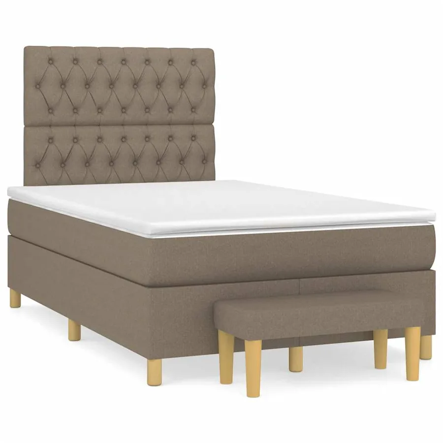 Sommier à lattes de lit avec matelas taupe 120x190 cm tissu - 2