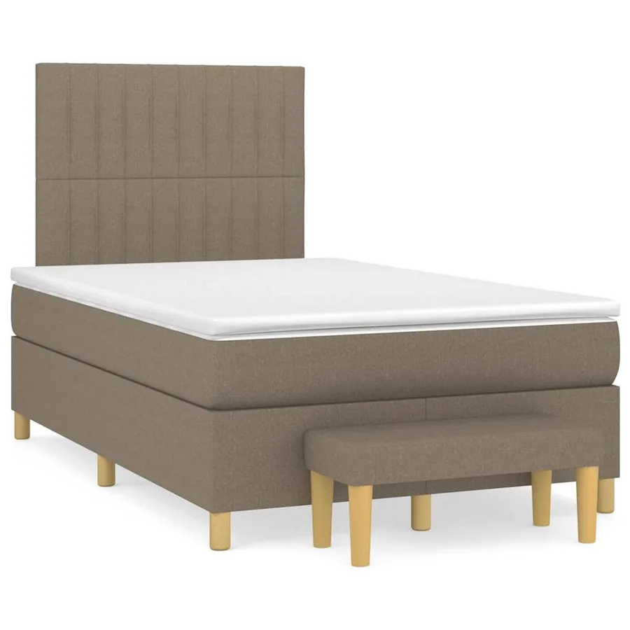 Sommier à lattes de lit avec matelas taupe 120x190 cm tissu - 2