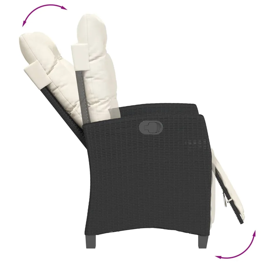 Ensemble à manger de jardin coussins 5pcs Noir Résine tressée - 7