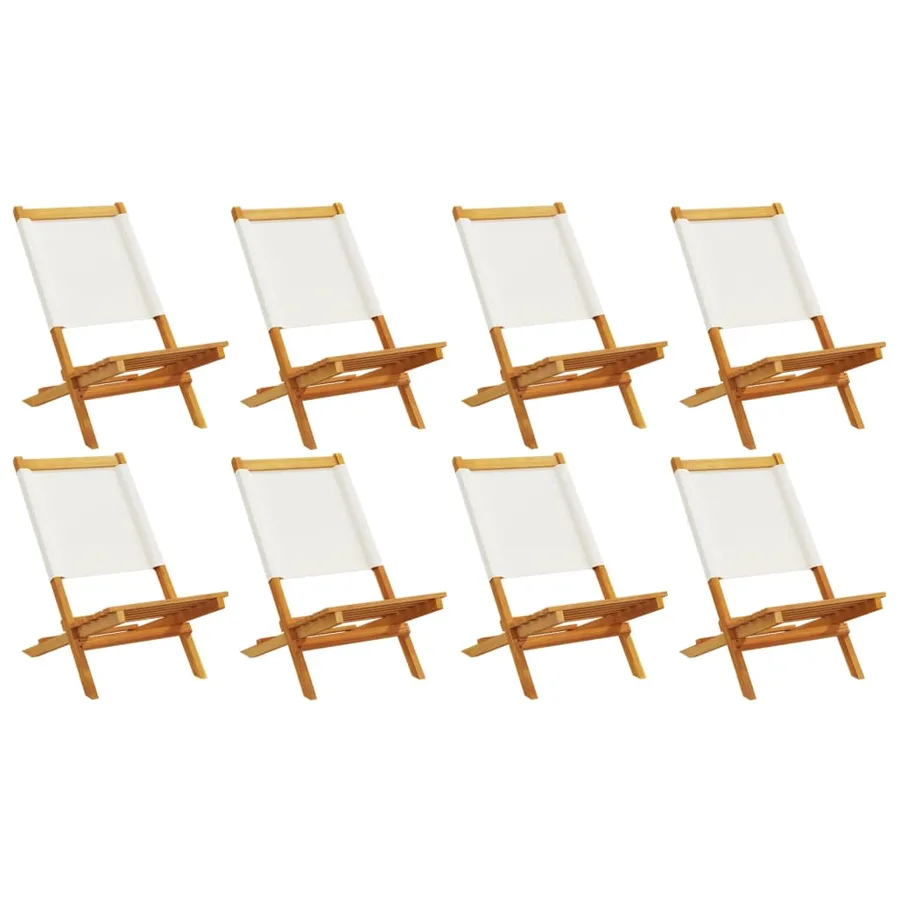 Chaises de jardin pliantes lot de 8 tissu et bois massif - 2