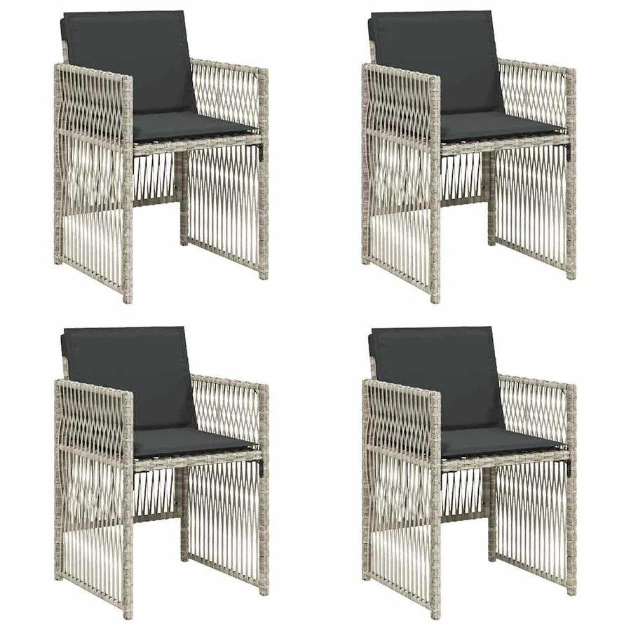 Chaises de jardin avec coussins lot de 4 gris clair poly rotin - 2