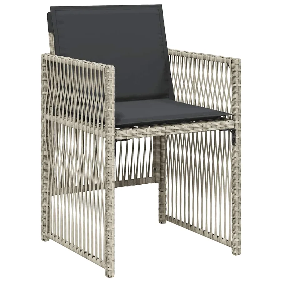 Chaises de jardin avec coussins lot de 4 gris clair poly rotin - 4