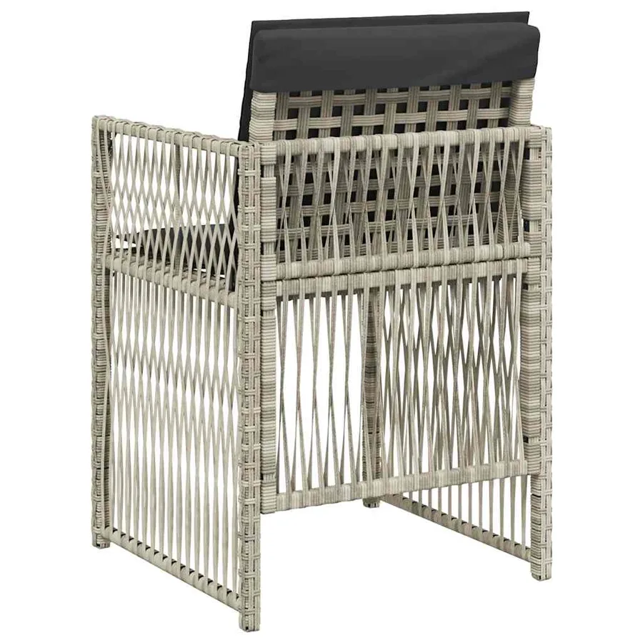 Chaises de jardin avec coussins lot de 4 gris clair poly rotin - 7