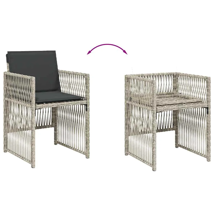 Chaises de jardin avec coussins lot de 4 gris clair poly rotin - 8