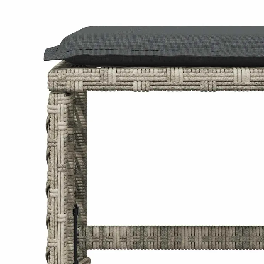 Ensemble à manger de jardin 11pcs avec coussins gris poly rotin - 10