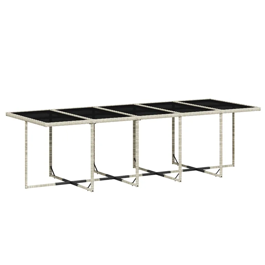 Ensemble à manger de jardin et coussins 15 pcs gris clair rotin - 3