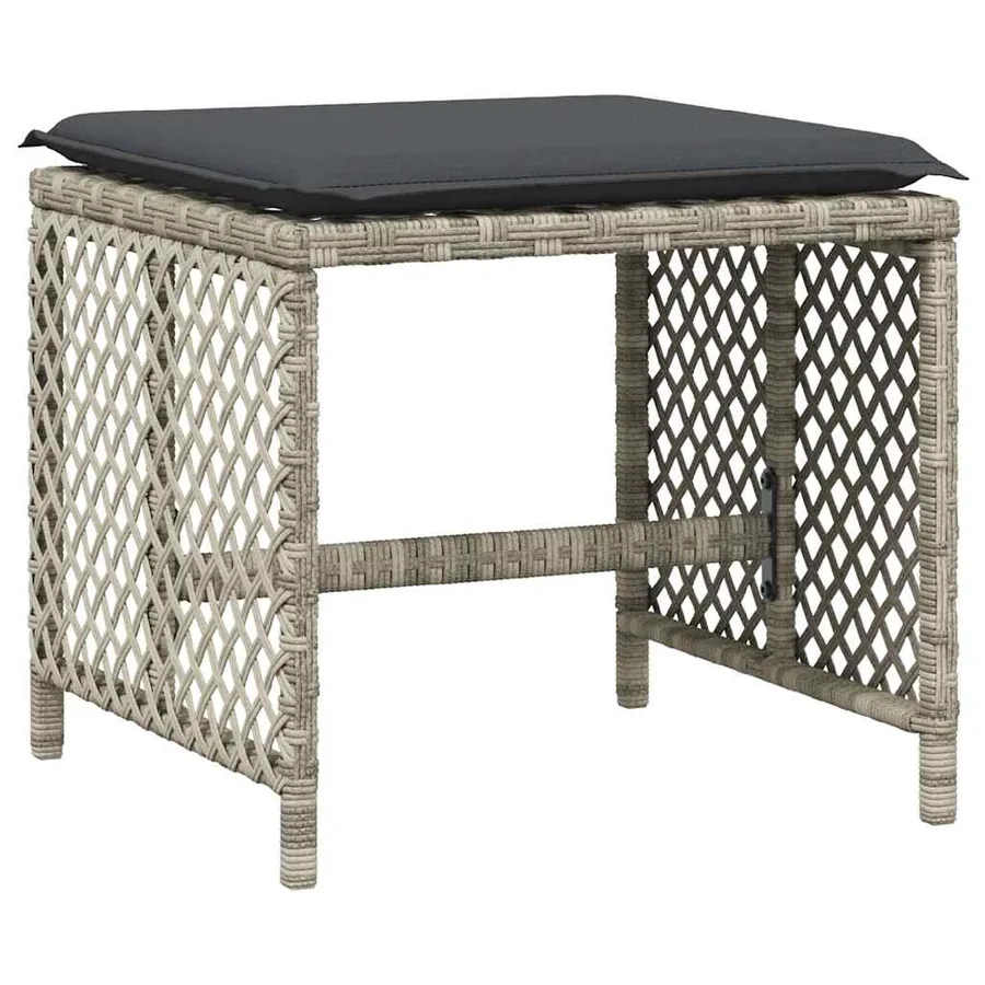 Ensemble à manger de jardin et coussins 15 pcs gris clair rotin - 5