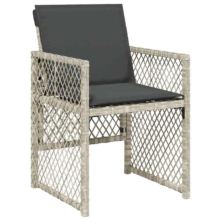 Ensemble à manger de jardin et coussins 13 pcs gris clair rotin - 4