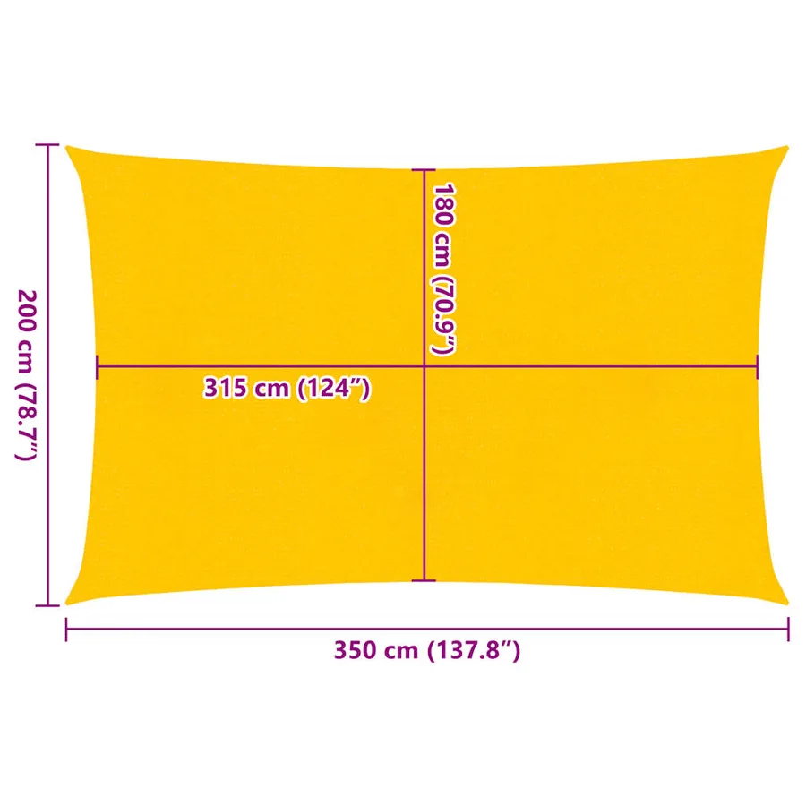 Voile d'ombrage 160 g/m² rectangulaire jaune 2x3,5 m PEHD - 10