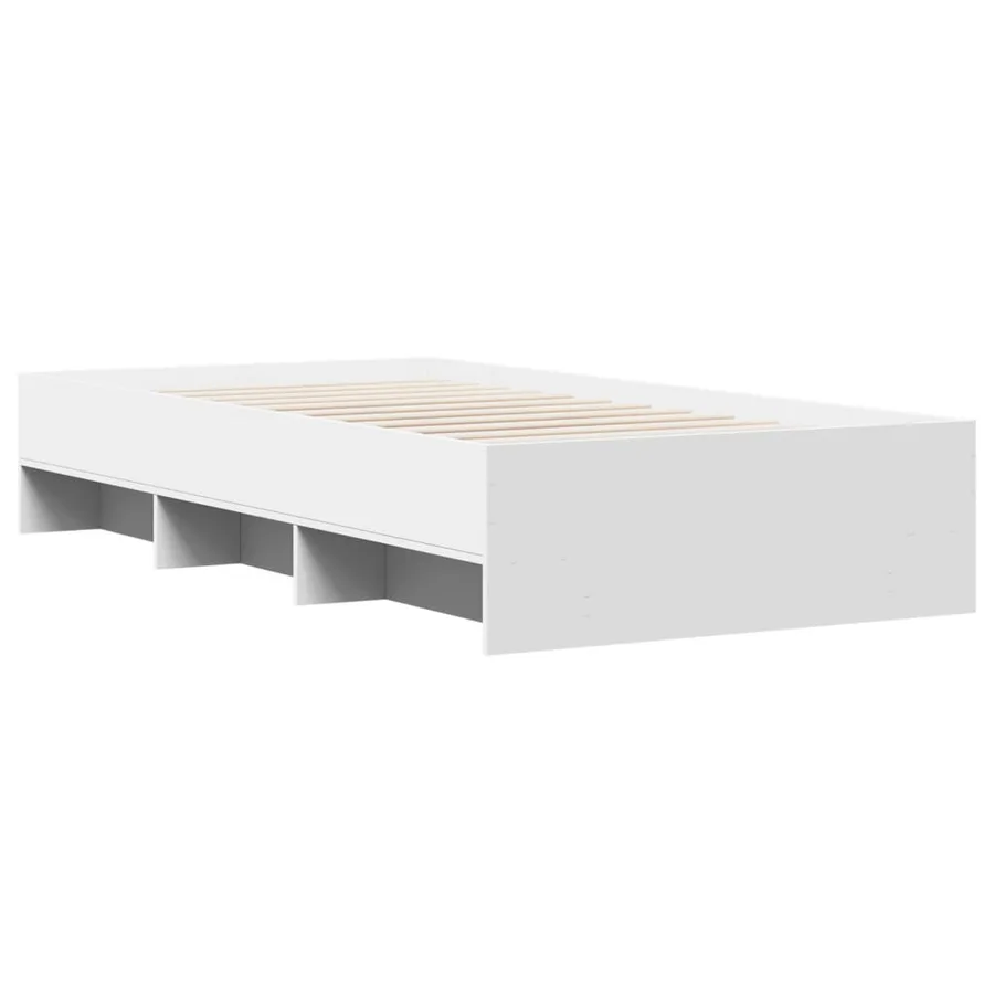 Cadre de lit sans matelas blanc 75x190 cm bois d'ingénierie - 4