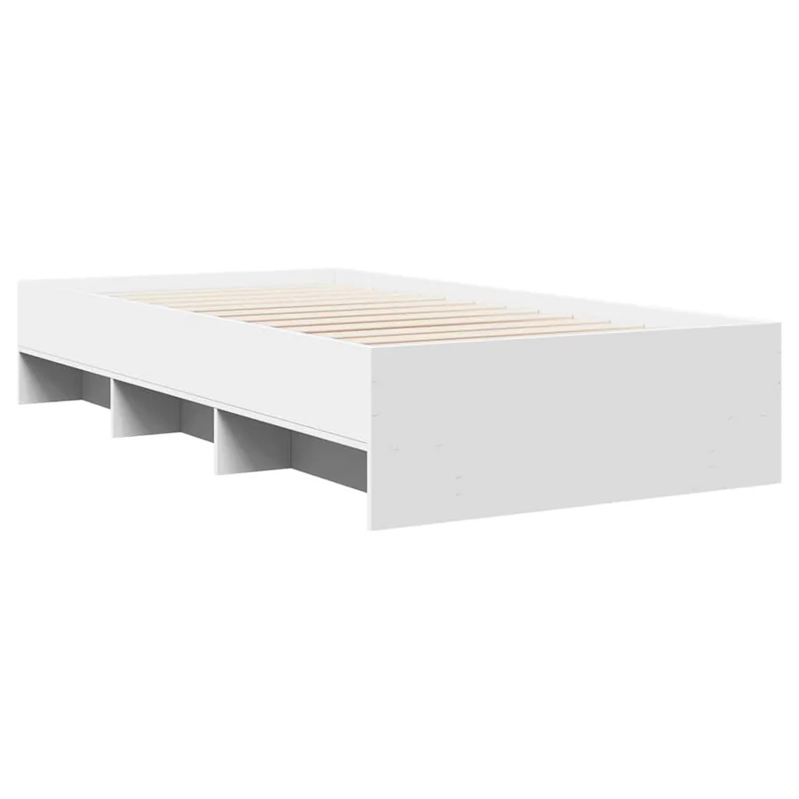Cadre de lit sans matelas blanc 75x190 cm bois d'ingénierie - 7