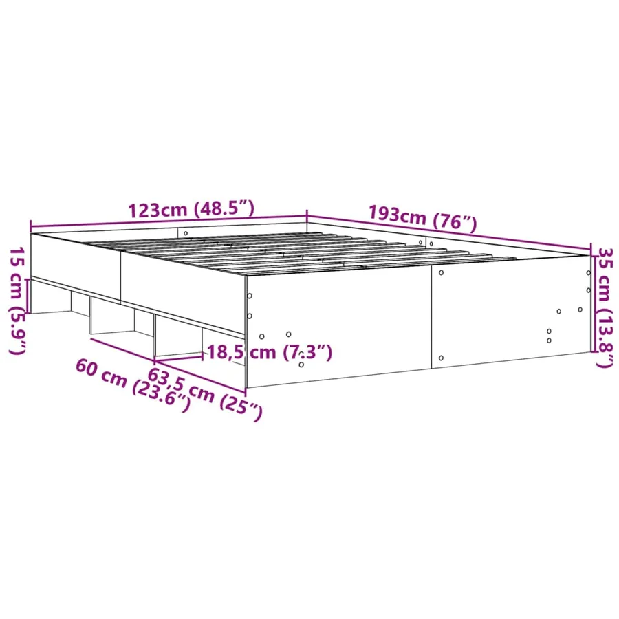 Cadre de lit sans matelas gris béton 120x190 cm bois ingénierie - 10