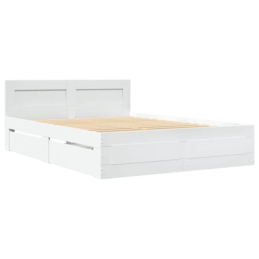 Cadre de lit avec tête de lit sans matelas blanc 120x200 cm - 3