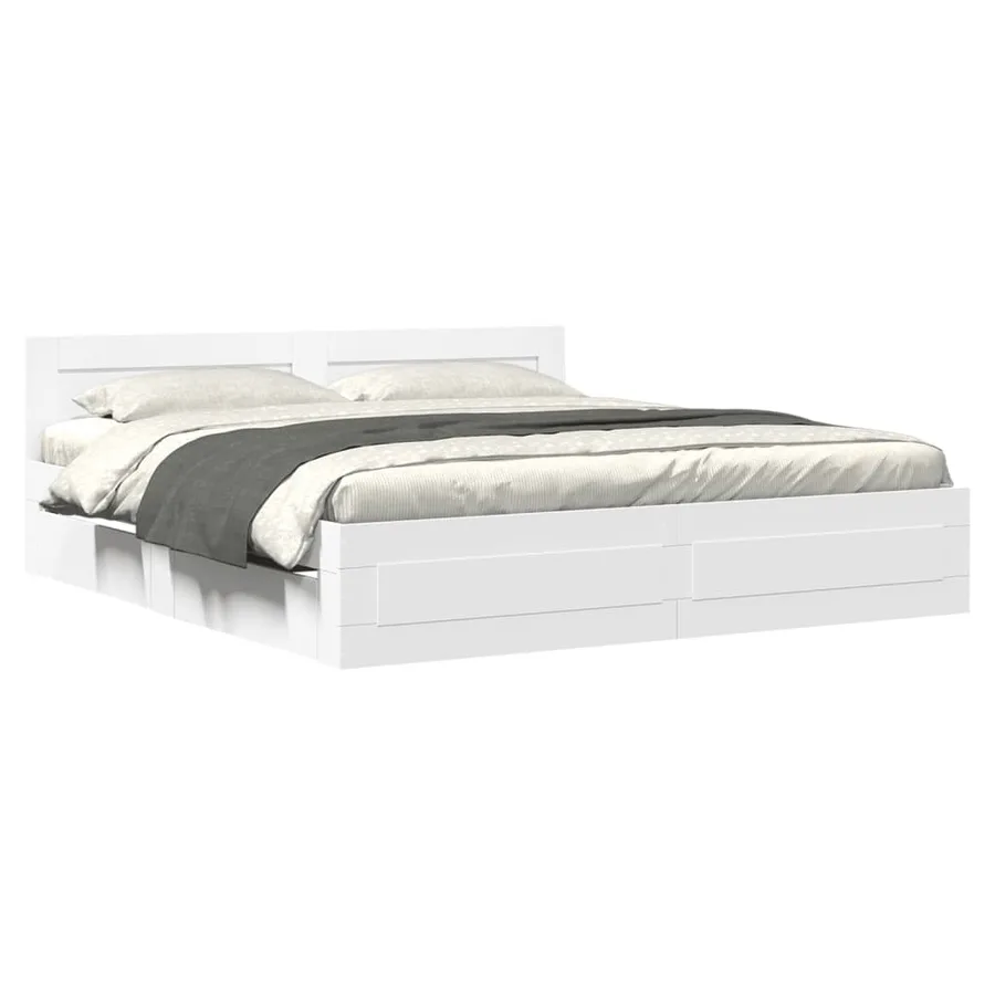 Cadre de lit avec tête de lit sans matelas blanc 180x200 cm - 2