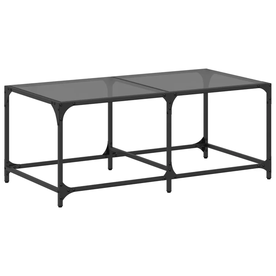 Table basse avec dessus en verre noir 98,5x50x40 cm acier - 2