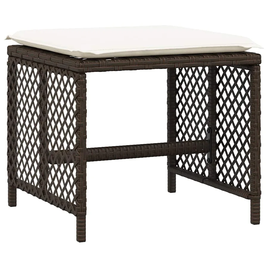 Tabourets de jardin et coussins lot de 4 marron résine tressée - 4