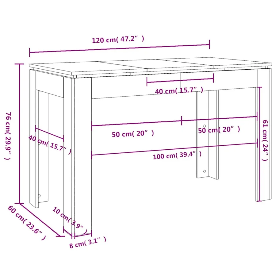 Table à manger Gris béton 120x60x76 cm Bois d'ingénierie - 7