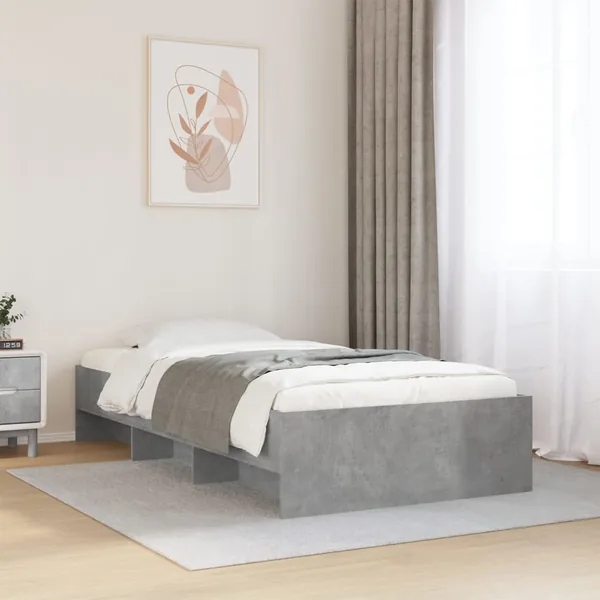 Cadre de lit sans matelas gris béton 100x200 cm bois ingénierie