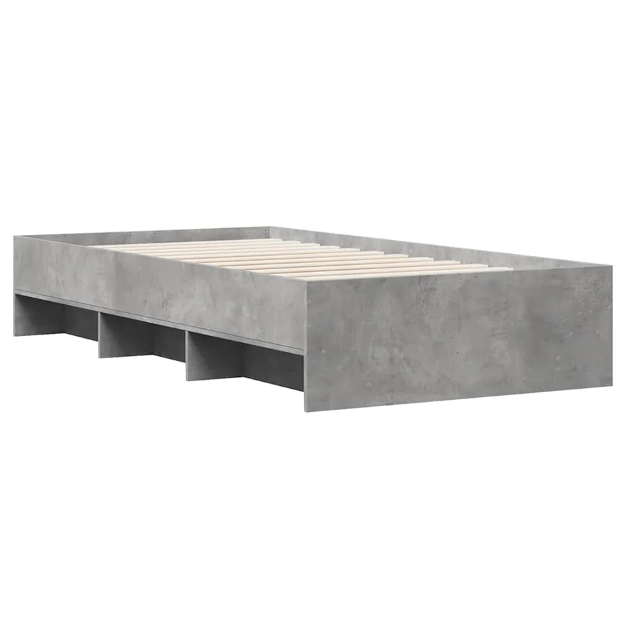 Cadre de lit sans matelas gris béton 100x200 cm bois ingénierie - 4