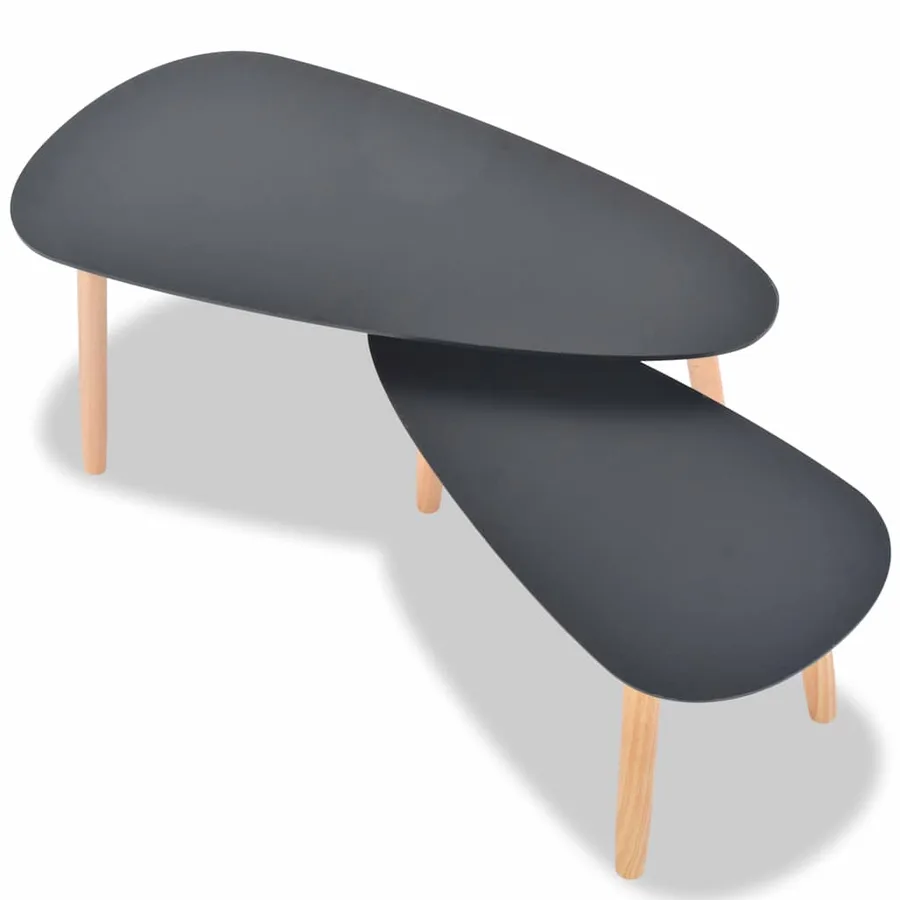 Ensemble de tables basses 2 pcs Bois de pin massif Noir - 5