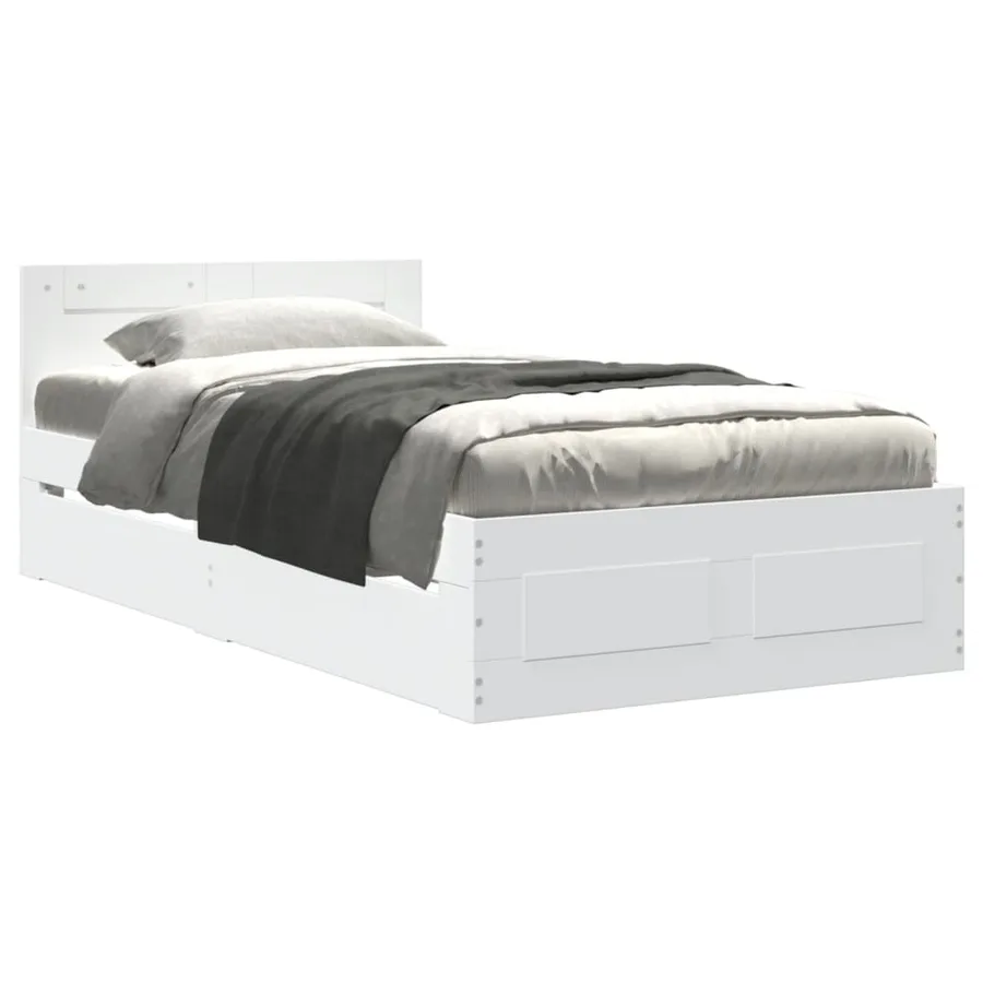 Cadre de lit avec tête de lit sans matelas blanc 75x190 cm - 2