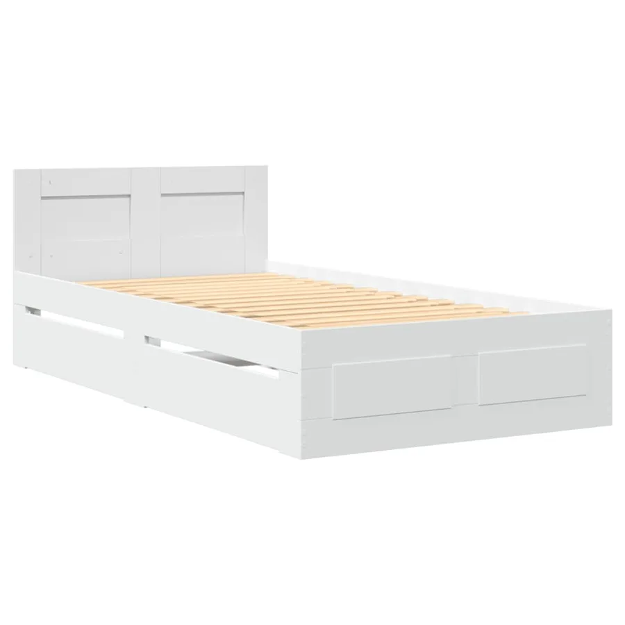 Cadre de lit avec tête de lit sans matelas blanc 75x190 cm - 3