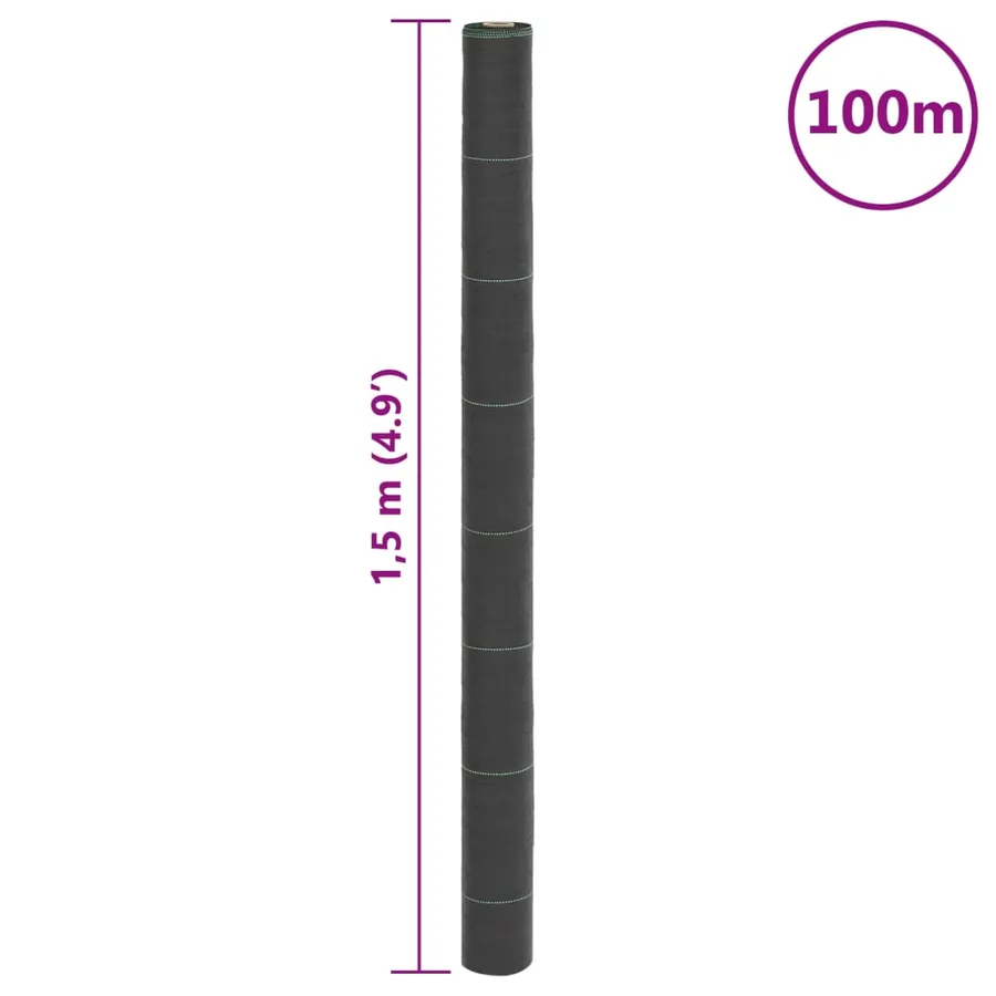 Membrane anti-mauvaises herbes noir 1,5x100 m PP - 8