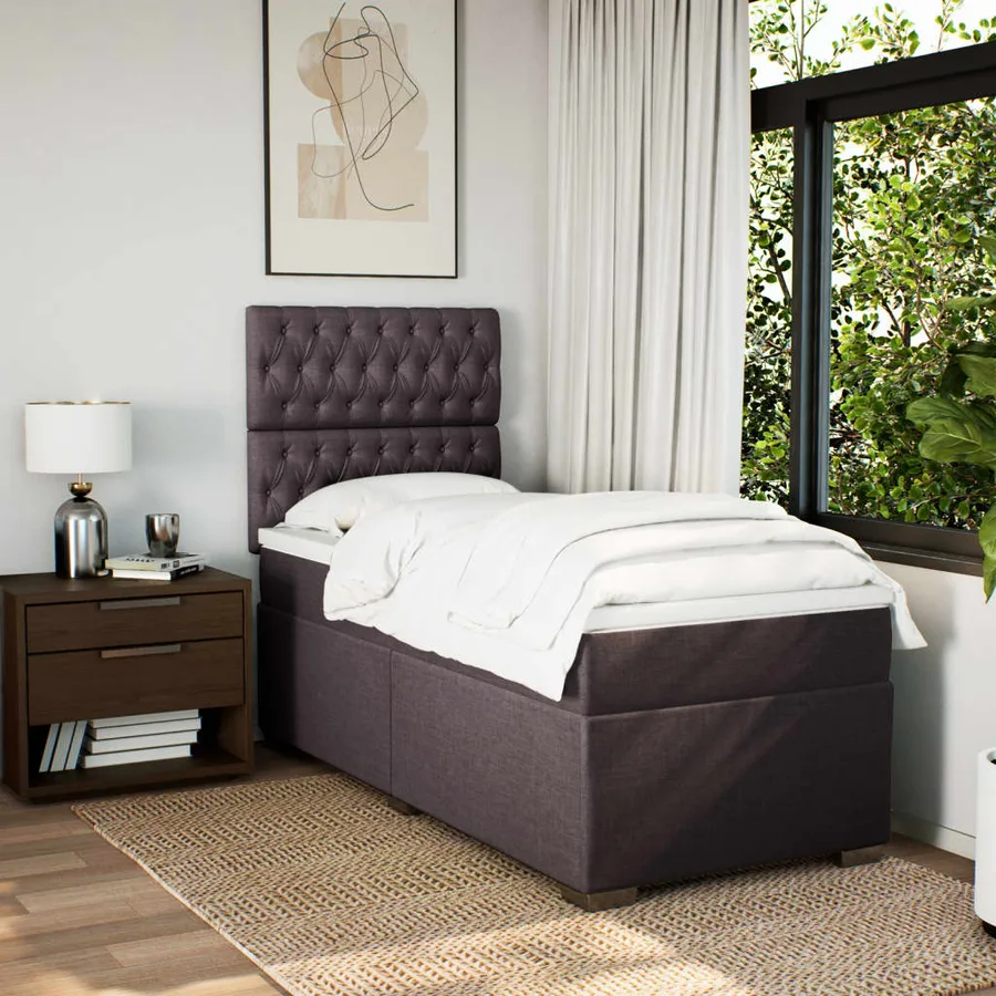 Sommier à lattes de lit avec matelas Marron foncé 90x200 cm - 4