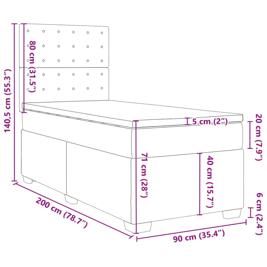 Sommier à lattes de lit avec matelas Marron foncé 90x200 cm - 18