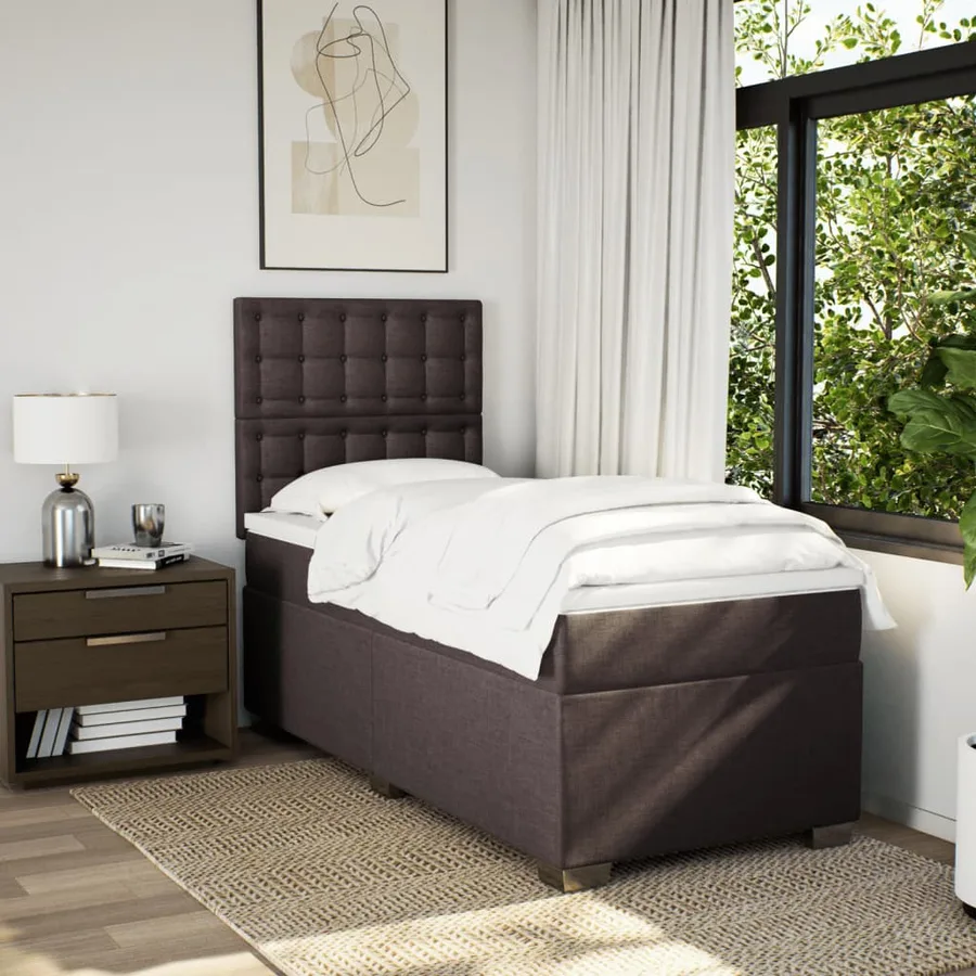 Sommier à lattes de lit avec matelas Marron foncé 90x200 cm - 4